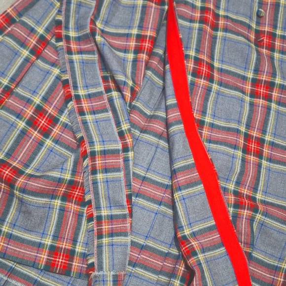 Vintage Bonda Textiles Nova Scotia Wool Tartan Pleated Skirt Sz 14 Fabric Button - Picture 6 of 10